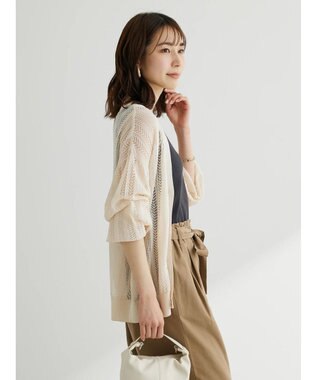 Green Parks すかし編みニットカーディガン Off White