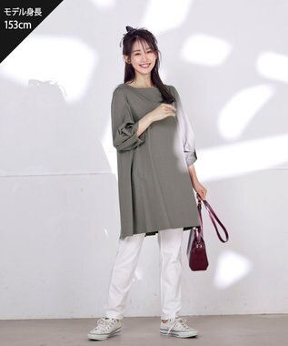 Tiaclasse L 【洗える】大人可愛いバックフレアカットチュニック グレージュ