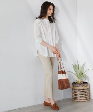 23区 【SLOW/洗える】SLOW DENIM タイトストレート デニム ベージュ系