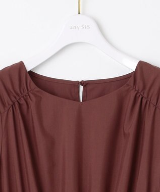 ANY SIS 【洗える】シャーリングディテール ワンピース テラコッタ