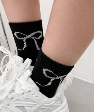 WEGO 底パイルデザインソックス（丈14㎝） ブラック