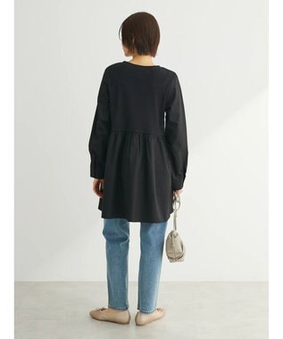 Green Parks リブドッキングカットソーボリュームチュニック Black