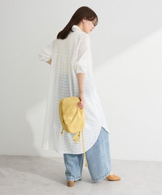 Green Parks シアーチェックシャツワンピース Off White