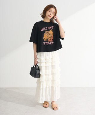 Green Parks ・ＤＯＵＢＬＥ　ＦＬＡＧＳ　レオパードプリントＴＥＥ Black