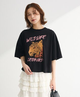 Green Parks ・ＤＯＵＢＬＥ　ＦＬＡＧＳ　レオパードプリントＴＥＥ Black