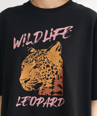Green Parks ・ＤＯＵＢＬＥ　ＦＬＡＧＳ　レオパードプリントＴＥＥ Black