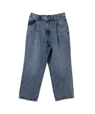 WEGO 【ユニセックス着用ITEM/ウエストゴム/SMLサイズ展開】デニムルーズテーパードパンツ デニム中濃加工色