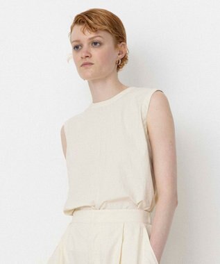 NAVE 【ReNAVE・洗える/撥水加工/接触冷感/UVケア/セットアップ】ナイロンタスラン ノースリブラウス アイボリー系