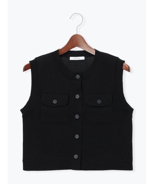 Te chichi ポケット付きニットベスト ブラック