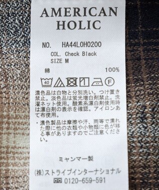 AMERICAN HOLIC バンドカラーチェックシャツワンピース Check Black