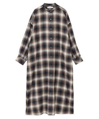 AMERICAN HOLIC バンドカラーチェックシャツワンピース Check Black