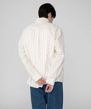 WEGO 【ユニセックス着用ITEM/MLサイズ展開】オックスフォードエンブレムシャツ（LS） ホワイトストライプ
