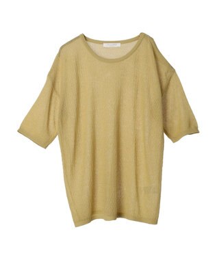 Green Parks 透かし編み肩あきニットプルオーバー Light Khaki