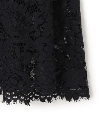 UNFILO L レースヘム ギャザーブラウス ブラック