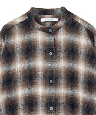 AMERICAN HOLIC バンドカラーチェックシャツワンピース Check Black