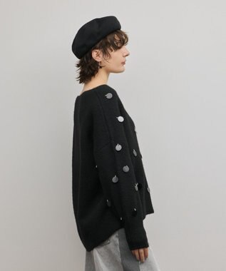 GRACE CONTINENTAL スパンコールニットトップ ブラック