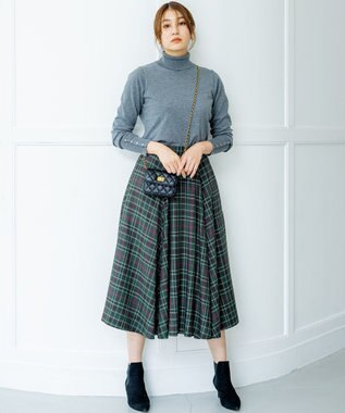 組曲 L シアーツイルチェック フレアスカート グリーン系9