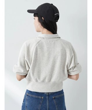 earth music&ecology ハーフジップショートプルオーバー Light Gray