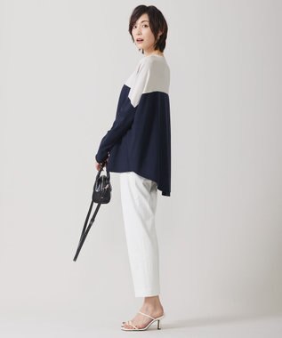 ICB 【洗える】 ヴィスコースワイド プルオーバー トープ×ネイビー系