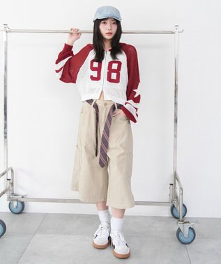 WEGO ラグランメッシュニットパーカー レッド