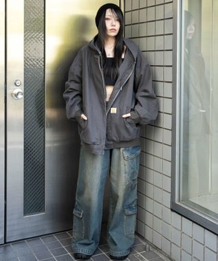 WEGO ワーカーズフードブルゾン ブラック中濃色