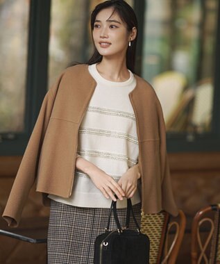 23区 【WEB&一部店舗限定/滝沢眞規子さん着用】ビジューボーダー ニット ホワイト系