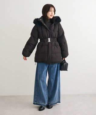 Green Parks ・ｓｗｉｎｇ　ｂｙ　ファイバーダウンベルト付コート Black