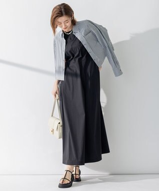 23区 【CLASSY.コラボ/洗える】シャツアンサンブル ワンピース ブラックストライプ×ブラック