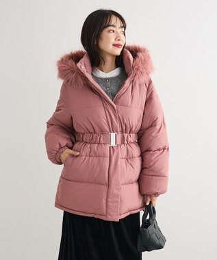 Green Parks ・ｓｗｉｎｇ　ｂｙ　ファイバーダウンベルト付コート Dark Pink