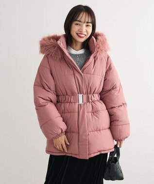 Green Parks ・ｓｗｉｎｇ　ｂｙ　ファイバーダウンベルト付コート Dark Pink