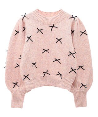 Green Parks ・ＡＮＤＳＥＡＲＣＨ　メニーリボンニットプルオーバー Pink