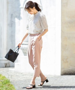 ANY SIS 【洗える】シアーストライプ ブラウス オフドット