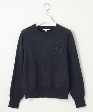 自由区 L 【カタログ掲載・洗える】エンブレム ニット ネイビー