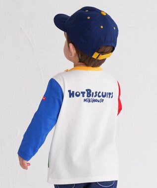 MIKI HOUSE HOT BISCUITS 【80-120cm】 ロゴ×キャラクター 長袖Tシャツ 白