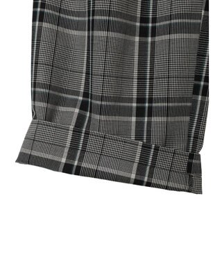 Green Parks 綿麻混バギーパンツ Check Black