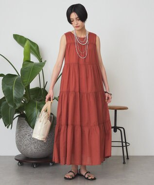 AMERICAN HOLIC ノースリーブティアードワンピース Orange