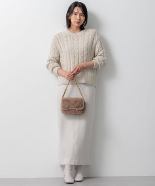 23区 【洗える】ルレックスケーブル スパンコール ラメニット アイボリー系