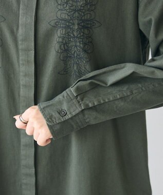 CRAFT STANDARD BOUTIQUE 刺繍入ツイルワンピース Khaki