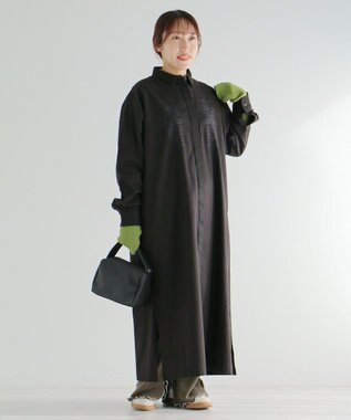 CRAFT STANDARD BOUTIQUE 刺繍入ツイルワンピース Black