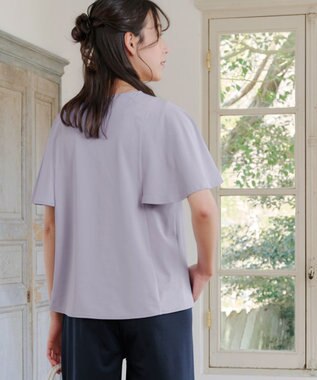 Tiaclasse 【洗える】ブラウス見えフレアスリーブカットソー ラベンダー