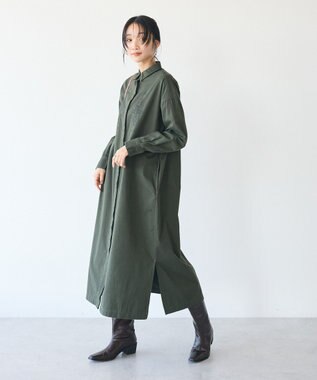 CRAFT STANDARD BOUTIQUE 刺繍入ツイルワンピース Khaki