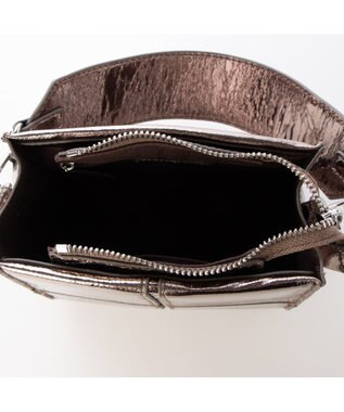 UNBILLION カシュカシュ cachecache / エナメル調ボックスパネルミニショルダー ダークシルバー