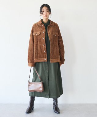 CRAFT STANDARD BOUTIQUE 刺繍入ツイルワンピース Khaki