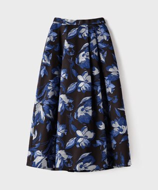 GRACE CONTINENTAL ラメフラワージャガードスカート ブルー