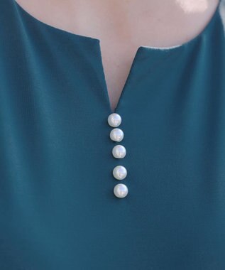 Tiaclasse 【洗える】ブラウス見えフレアスリーブカットソー ターコイズ