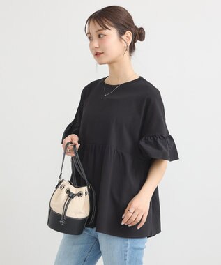 earth music&ecology 【接触冷感/洗濯機可】フリルドッキングポンチョＴ Black