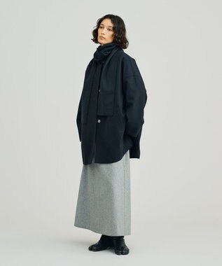 J.PRESS YORK STREET 【WOMEN】NEEDLE JERSEY ボトルネックプルオーバー ブラック系