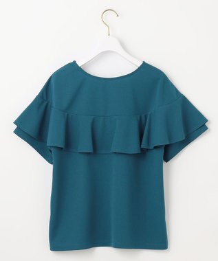 ANY SIS L 【前後着用・UVケア・洗える】2WAYジョーゼットジャージーフリル カットソー グリーン