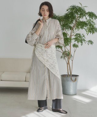 WEGO 【ANGIE VINTAGE】ボリュームスリーブ バンドカラー シャツワンピース 柄3