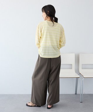 CRAFT STANDARD BOUTIQUE シアーボーダーヘンリーネックロンT Light Yellow